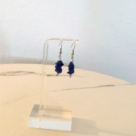 Blue Stone Chip Earrings - Picture 4 of 5